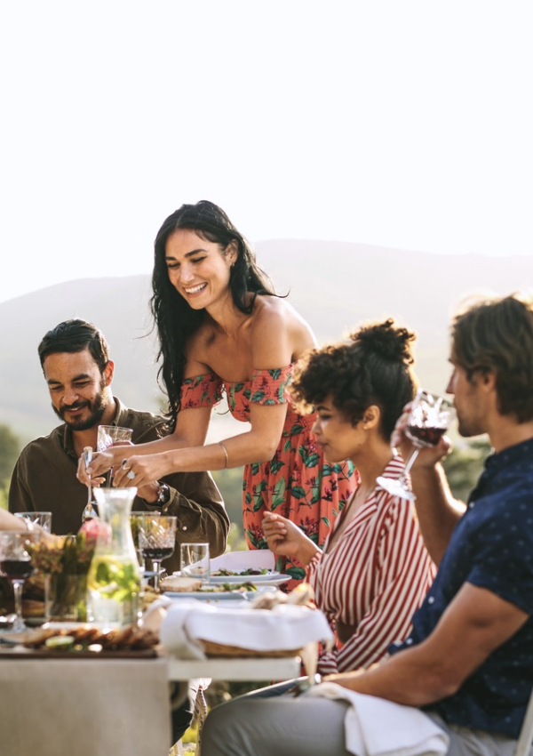 Group enjoying outdoor meal together