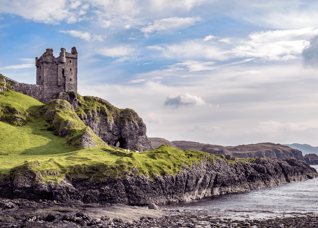 Historic castle on cliff by the sea